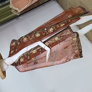 34. Embellished Beaded Sequin Floral Scarf Wrap